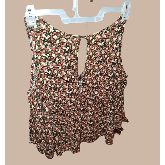 American Eagle Cold Shoulder Brown Floral Pattern Top - size M - Picture 3 of 5